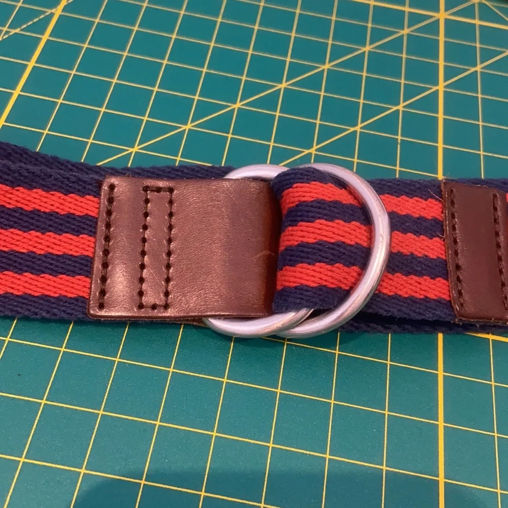 Hanna Andersson Navy and Red Striped D Ring Boys Belt 31” Size Small Medium